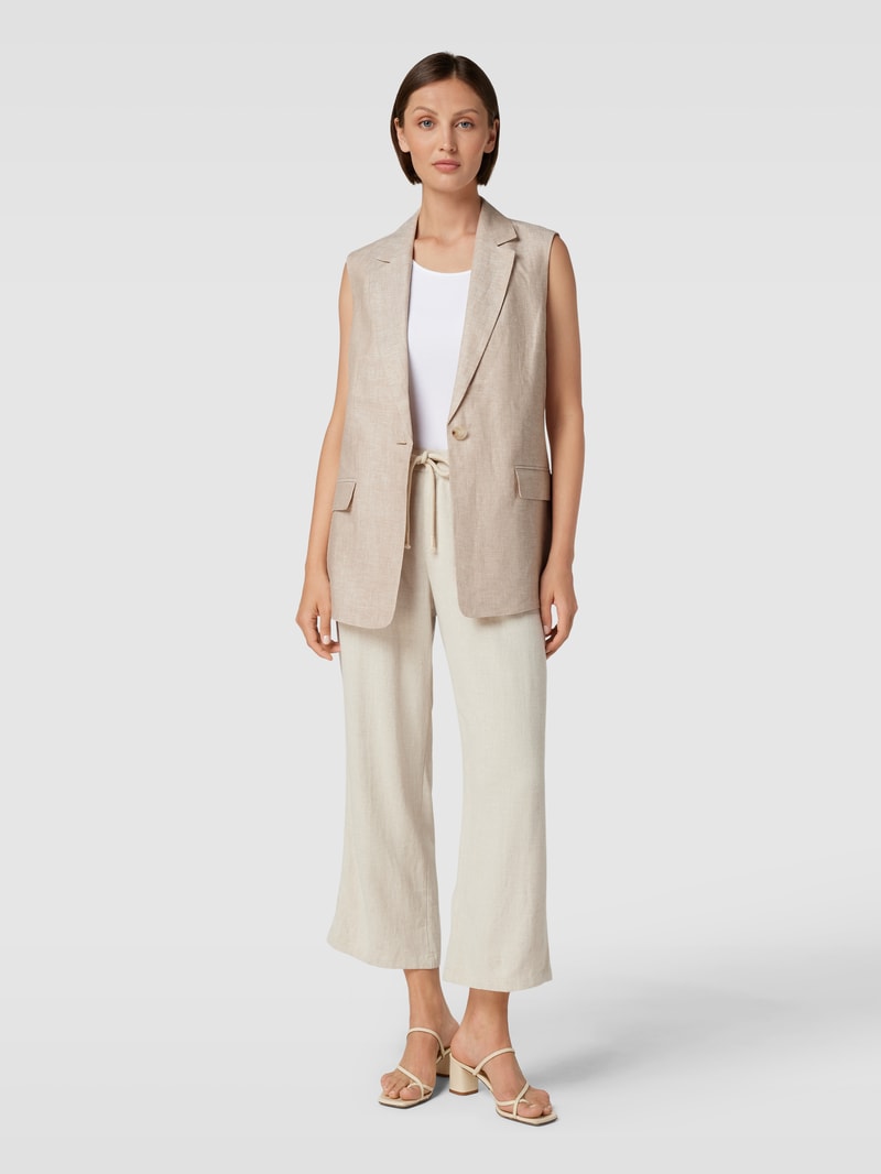 Weste aus Leinen mit Pattentaschen in beige meliert