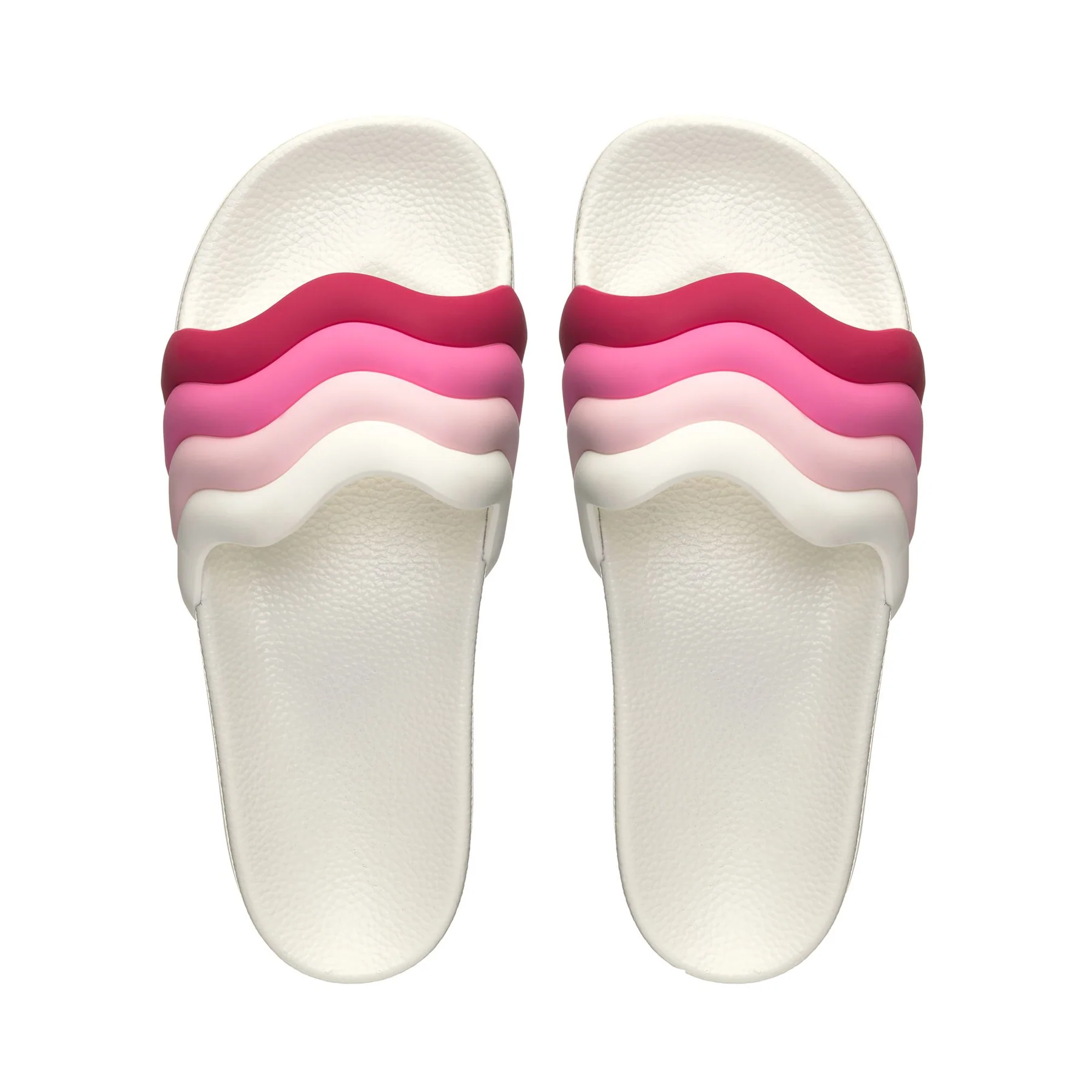 1908 SLIDES CURLY PADDED STRIPES-WHITE-SHADED PINK