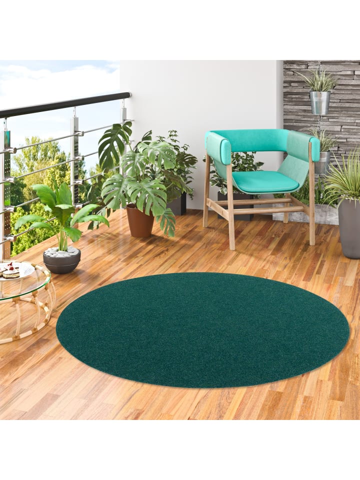Snapstyle Kunstrasen Rasenteppich mit Noppen Kingston Rund in Petrol günstig kaufen