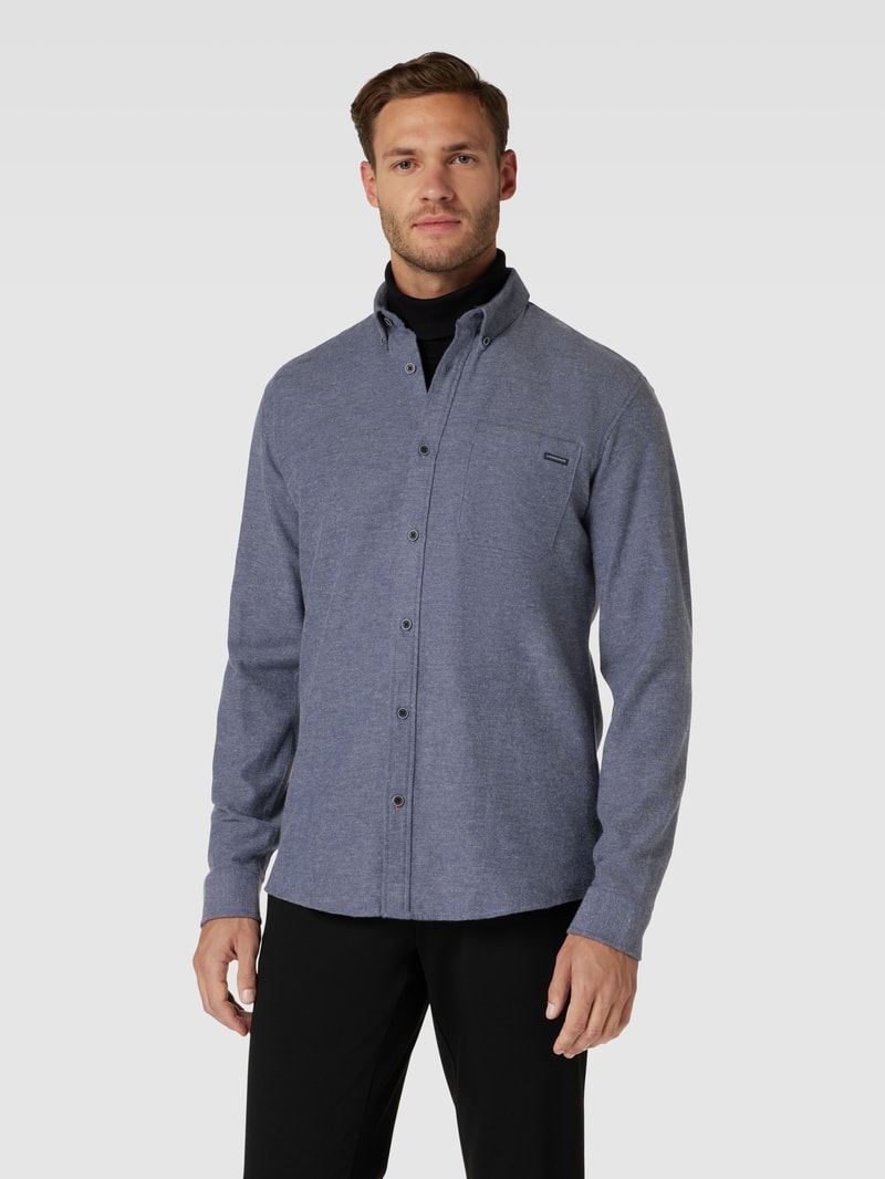 Freizeithemd mit Label-Detail in royalblau