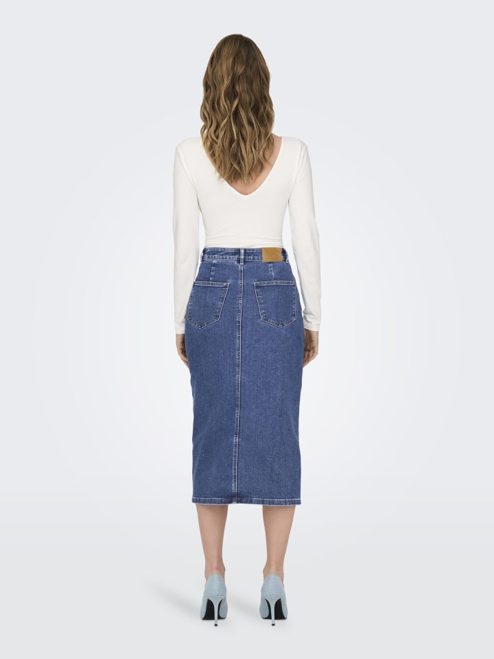 ONLY Jeansrock mit Schlitz und fünf Taschen in Blau-3 günstig kaufen