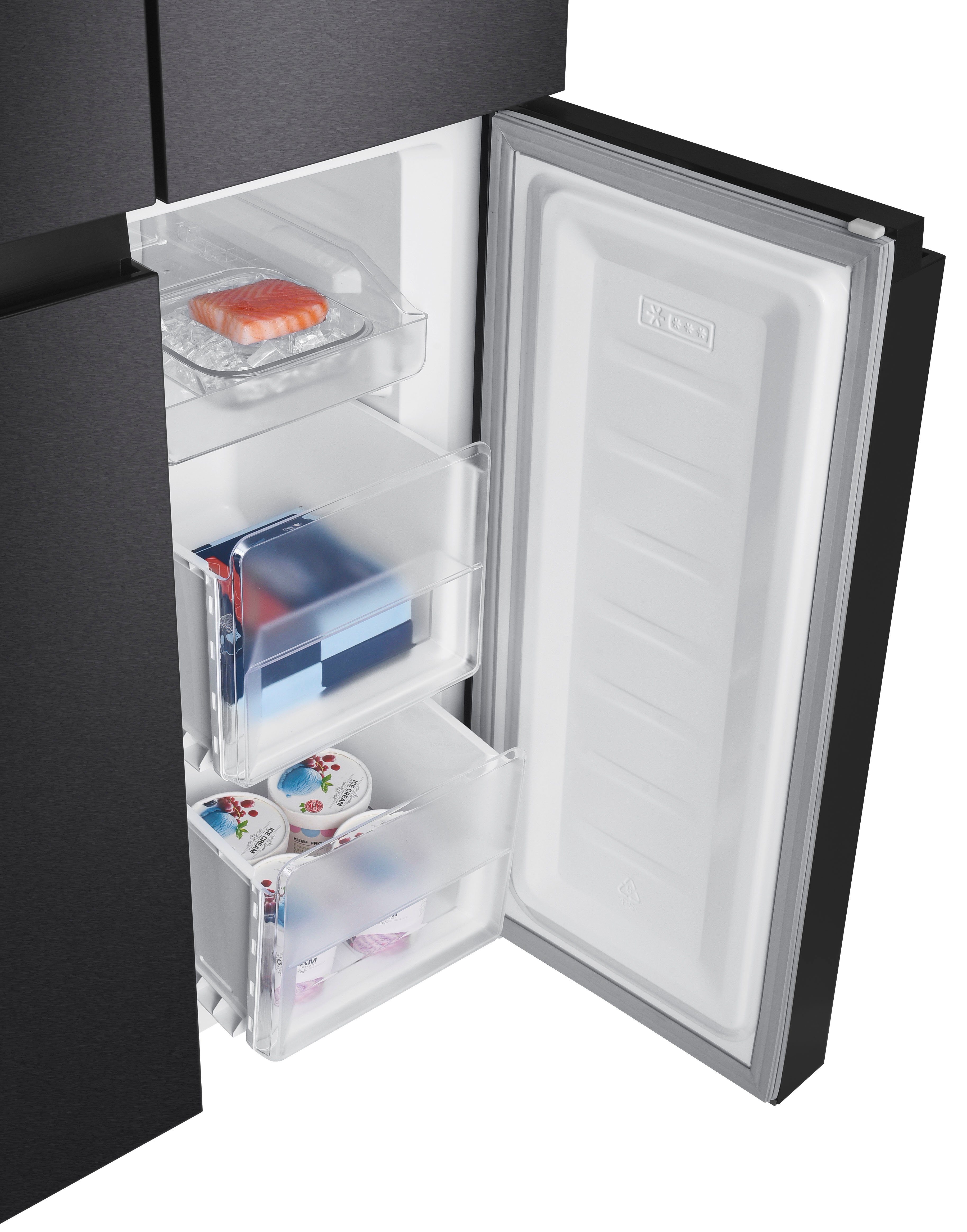 Hanseatic Multi Door HCDB18080DWDBI, 180 cm hoch, 79 cm breit, NoFrost, Wasserspender, Display, Türalarm
