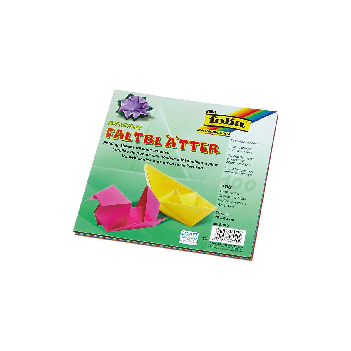 Faltblätter 20 x 20 cm farbig sortiert, 100 Blatt