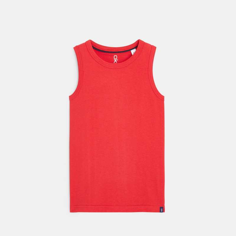 Débardeur uni en coton écoresponsable rouge garçon