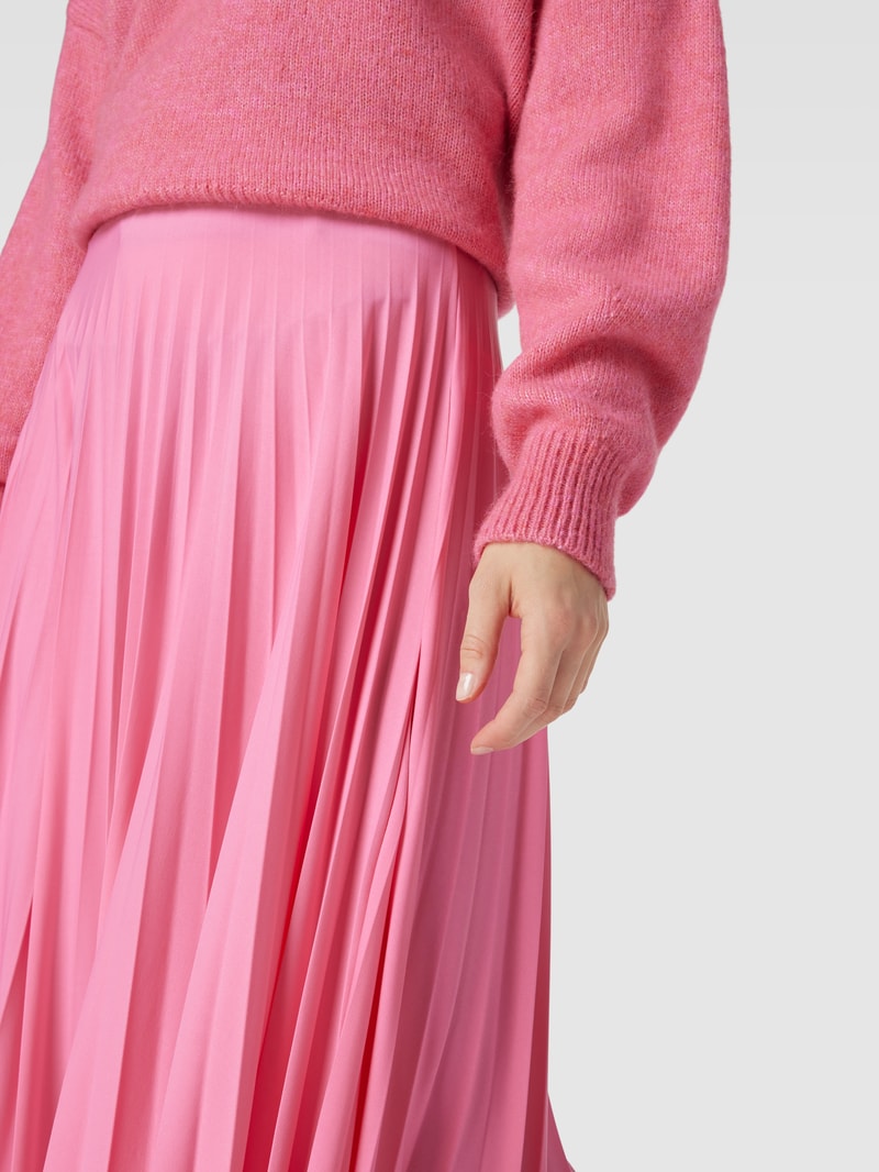 Midirock mit Plisseefalten in pink