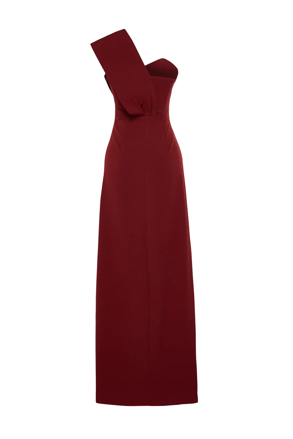 Trendyol Collection  Burgunderfarbenes, gerades, gewebtes Abendkleid und Abschlusskleid TPRSS21AE0185