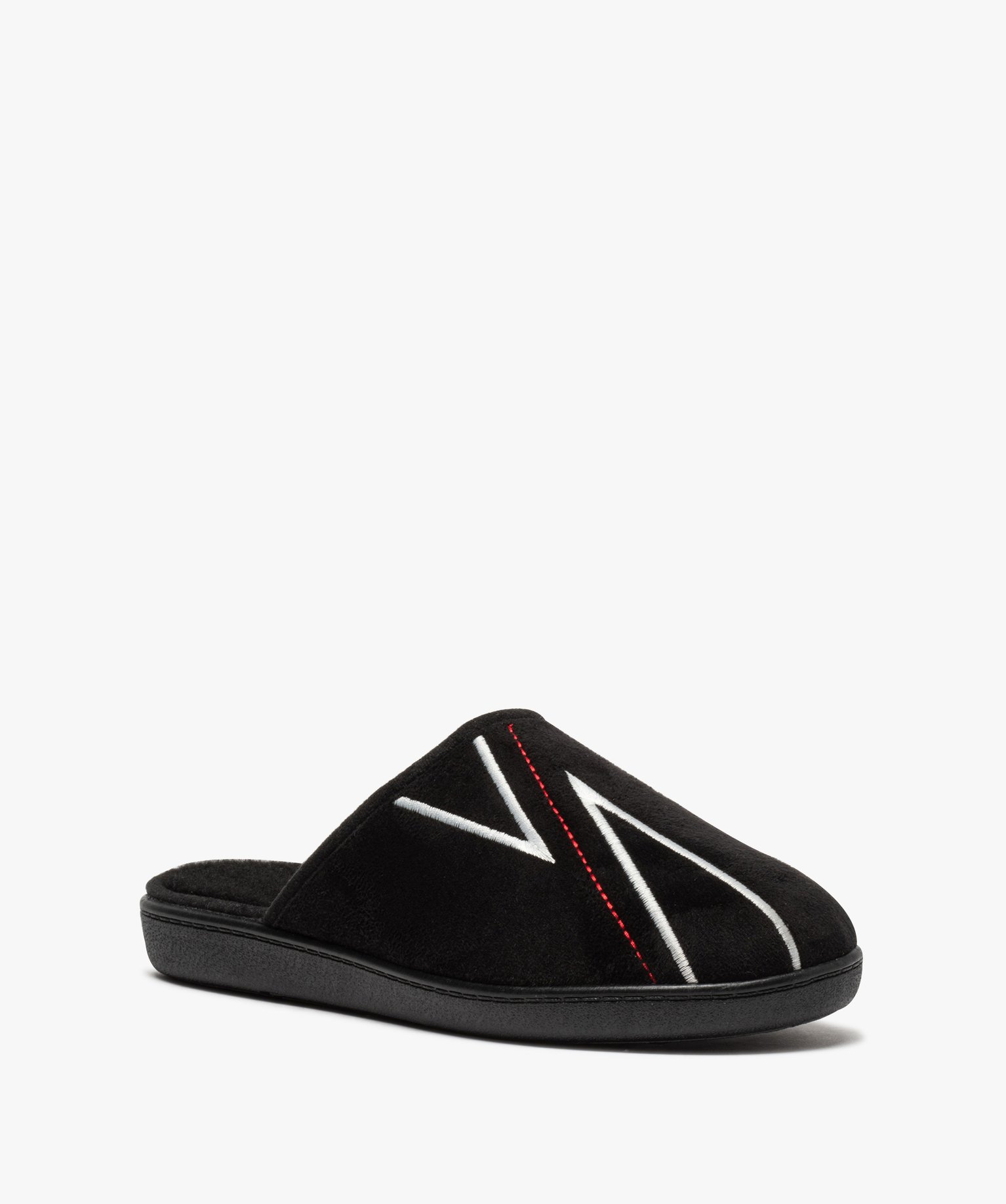 Chaussons homme mules à surpiqres contrastantes noir | GEMO
