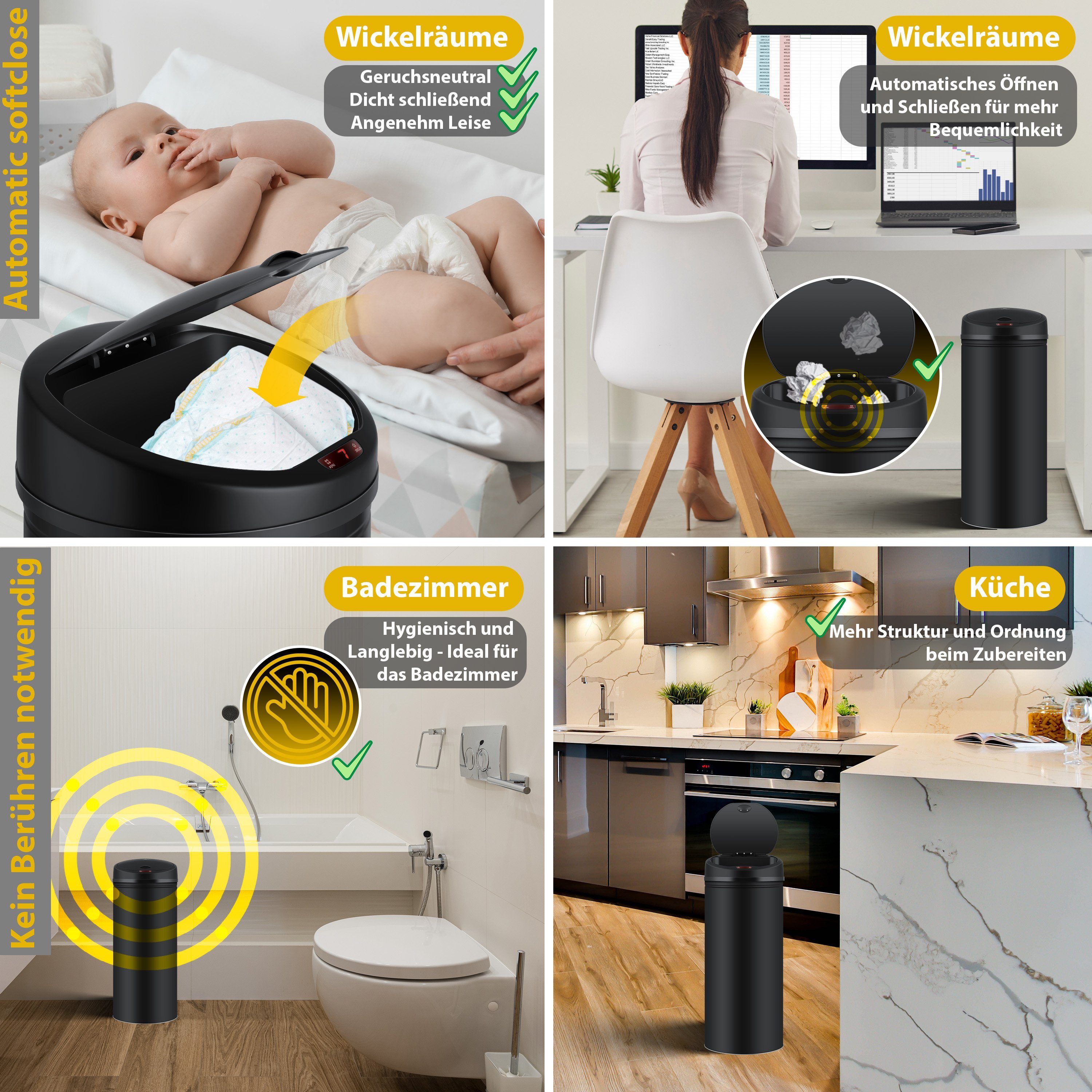 KESSER Mülleimer, Automatik Sensor Mülleimer Abfalleimer Abfall EDELSTAHL