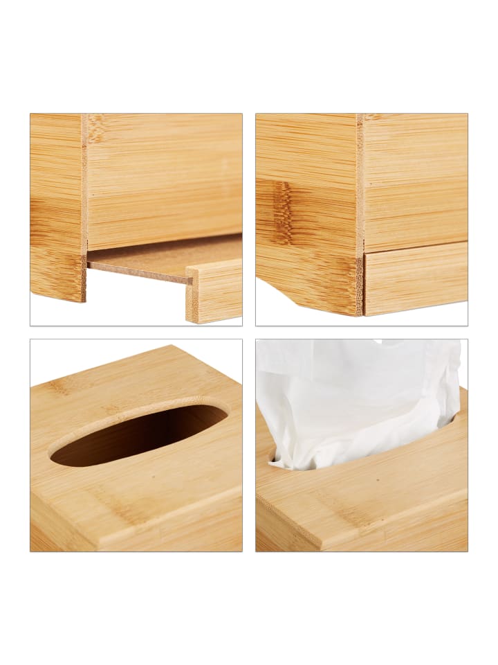 relaxdays 2 x Kosmetiktücherbox in Natur günstig kaufen onesize