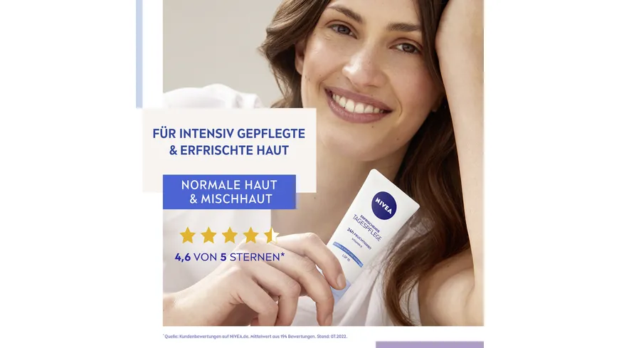 NIVEA Erfrischende Tagespflege 24h Feuchtigkeit Normale Haut und Mischhaut LSF 15 Tube 50 ml