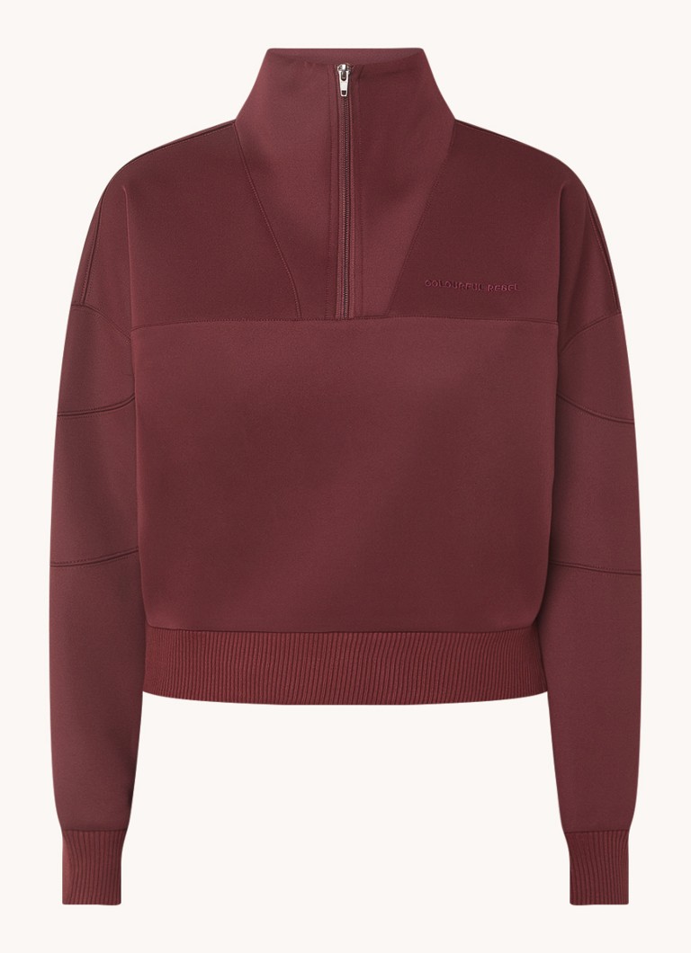 Colourful Rebel  Ilena sweater met halve rits en logoborduring
