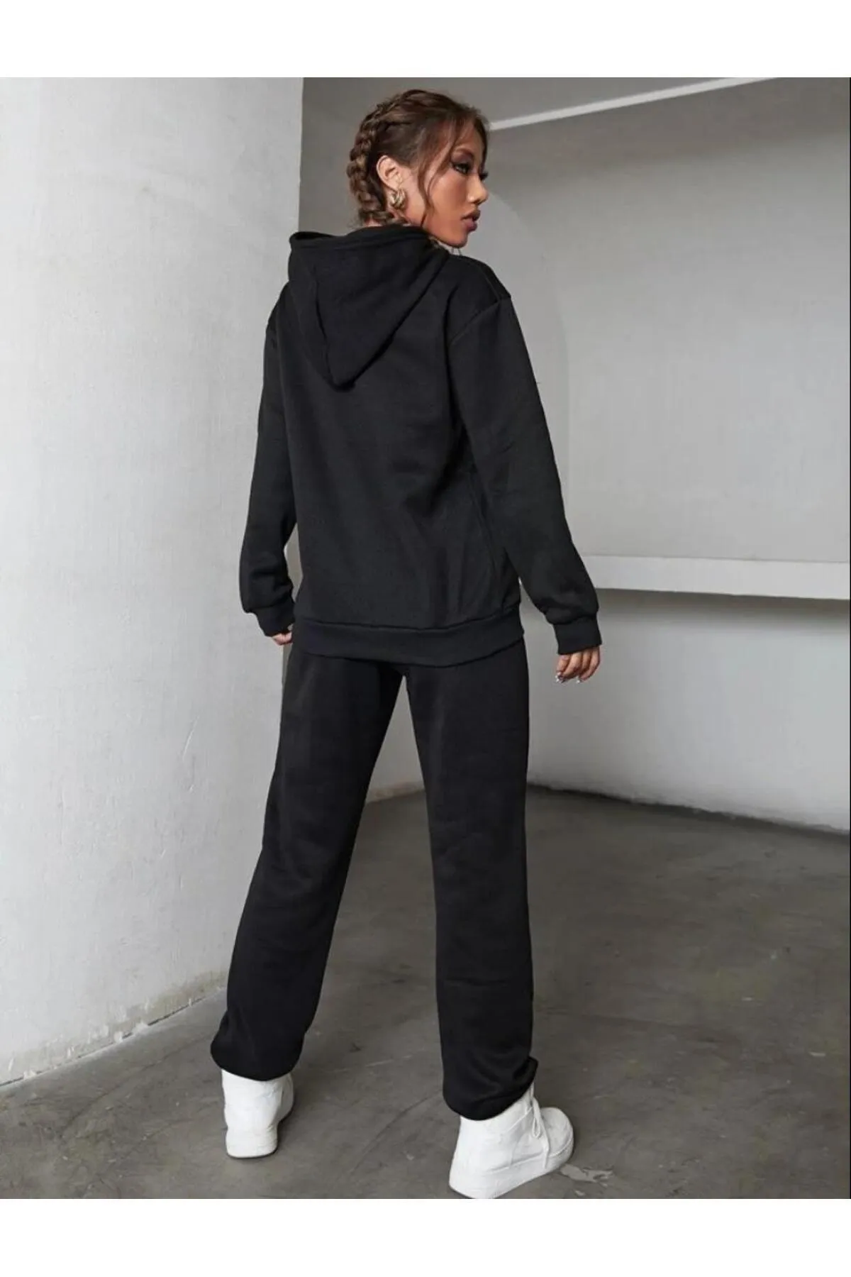 AFROGİYİM  Bedruckter Oversize-Trainingsanzug aus dreifädigem Fleece mit Michigan 1975-Muster für Damen