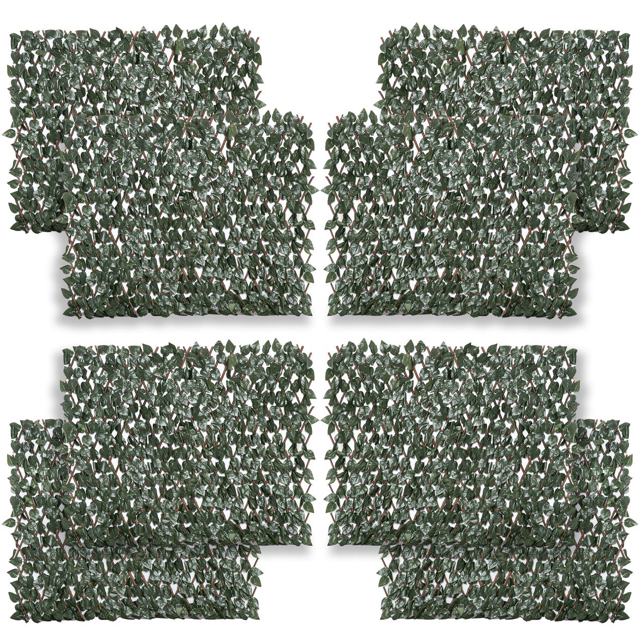 Outsunny 8 Stück künstliches Pflanzenwand Hecke UV-Schutz Sichtschutz Rhododendronblätter Design 200 X 100 cm Heckenpflanze für Garten Outdoor Dekor
