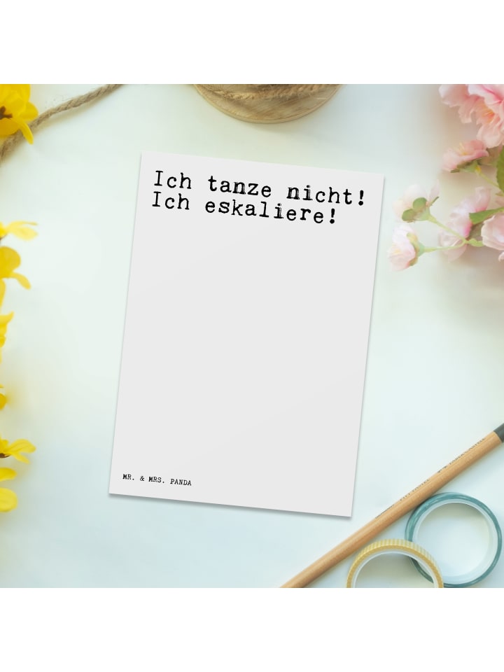 Mr. & Mrs. Panda Postkarte Ich tanze nicht! Ich... mit Spruch in Weiß günstig kaufen onesize