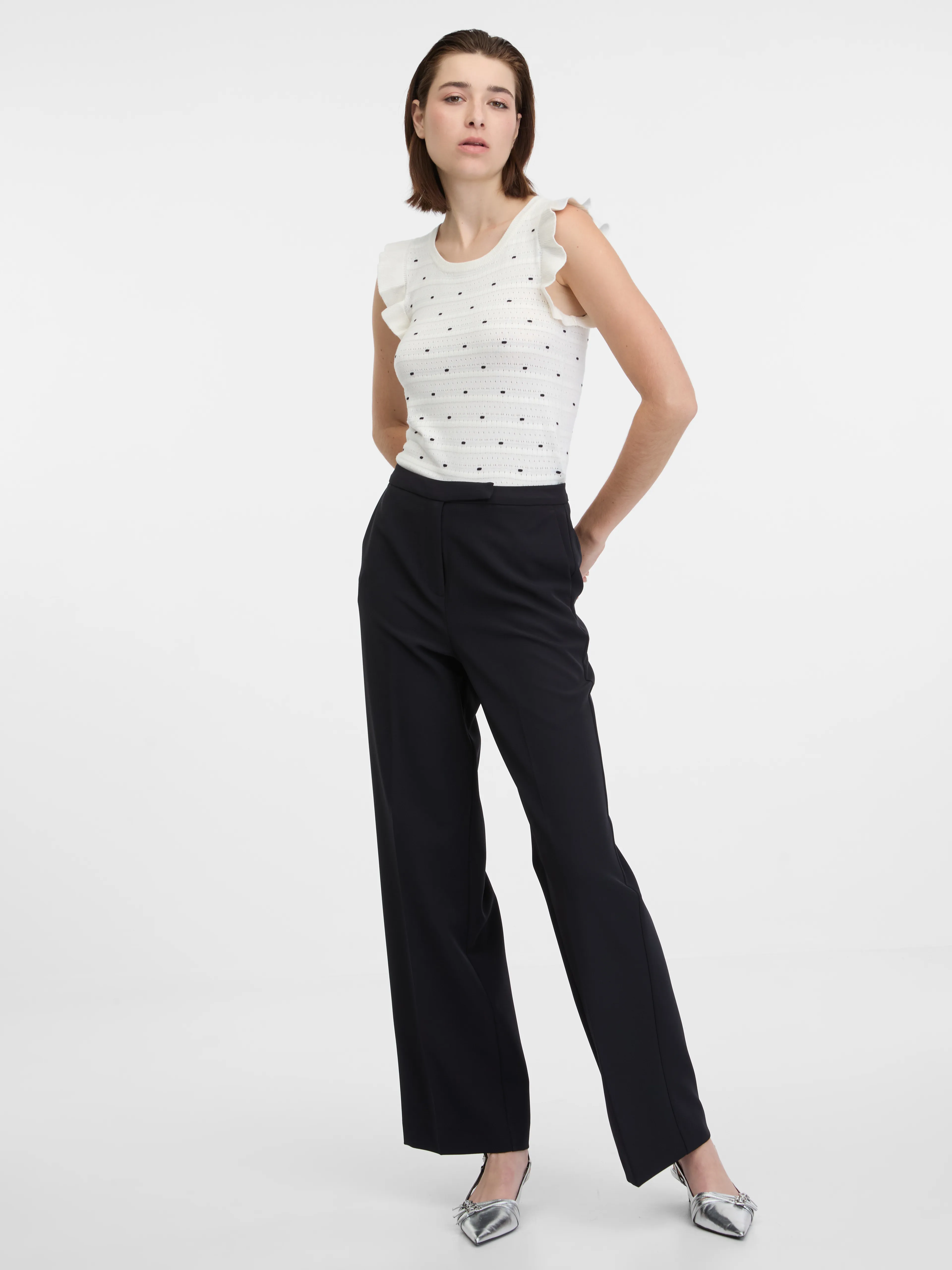 Weißes Damen-Polka-Dot-Pullover-Shirt ORSAY