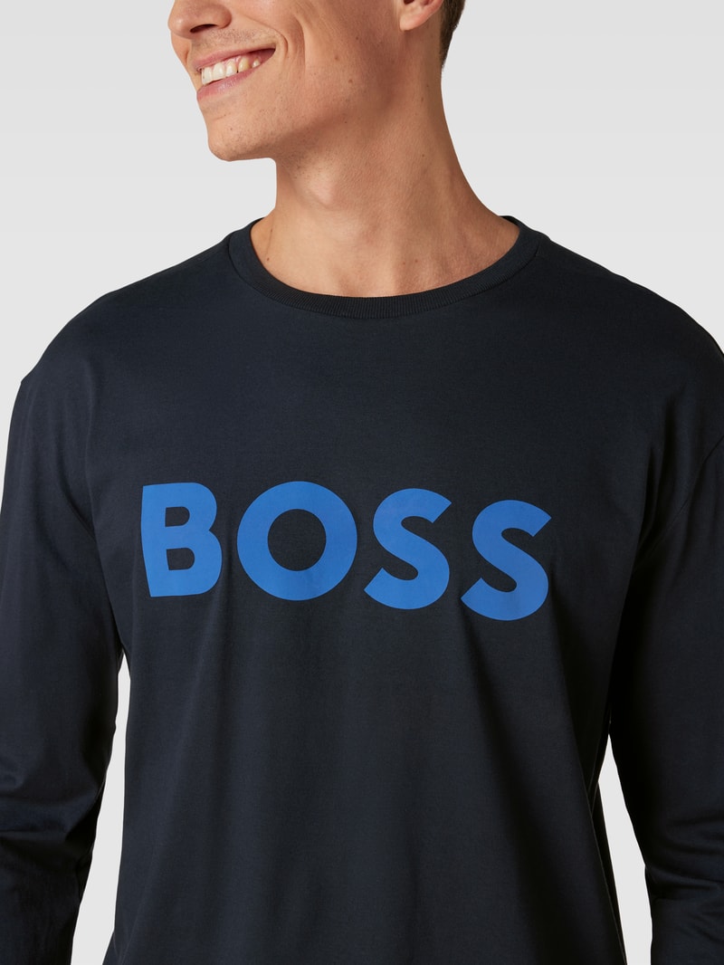Longsleeve mit Label-Detail in dunkelblau