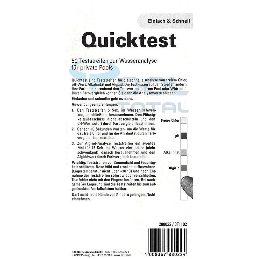 Bayrol Wasserteststreifen BAYROL Quicktest 50 Teststreifen