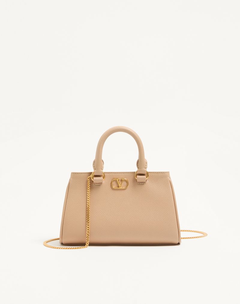 Bolsa Mini VLogo Signature em couro de bezerro granulado