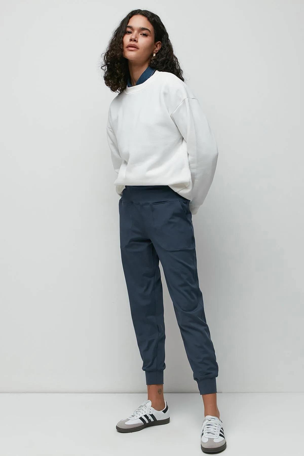 C&City  Jogginghose mit hohem Bund und Bündchen am Bein, 811 Indigo