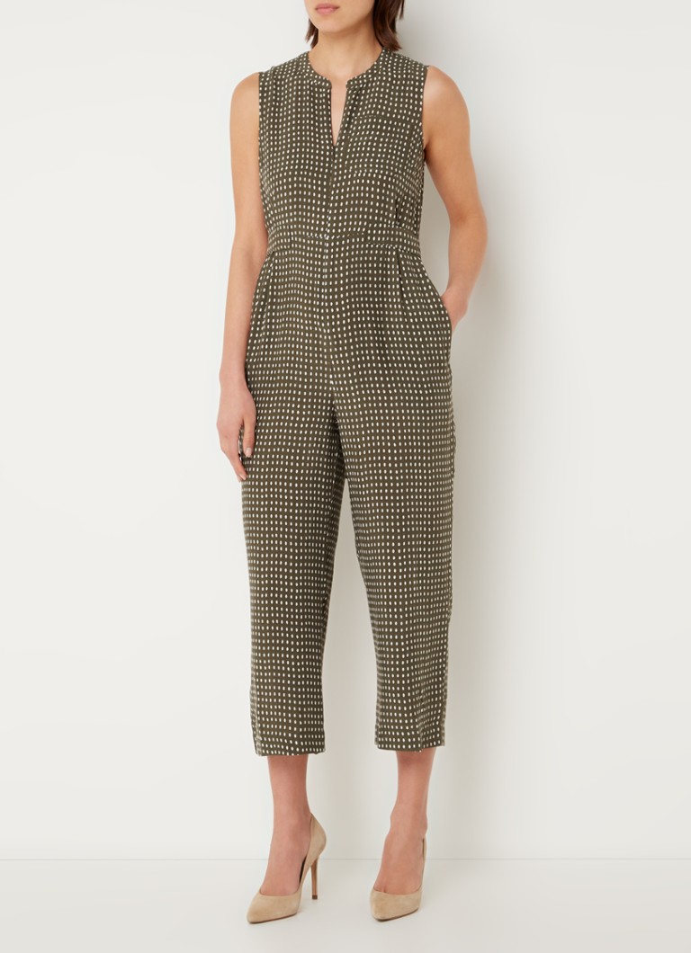 Whistles Josie tapered fit cropped jumpsuit with tie belt