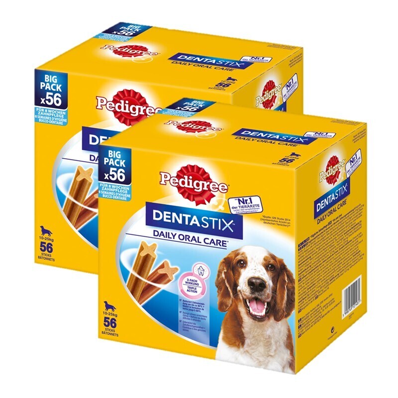 Pedigree Snacks Pedigree Zahnpflege Dentastix Multipack für mittelgroße Hunde 2x56 Stück