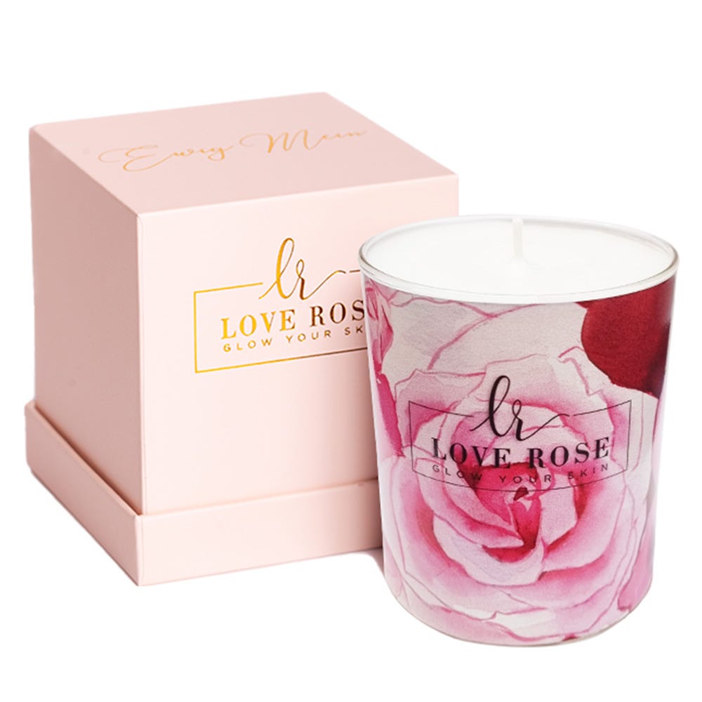 Love Rose Duftkerze mit Herzen groß