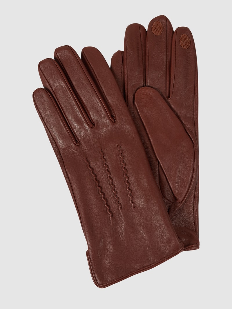 Touchscreen-Handschuhe aus Lammleder in dunkelbraun