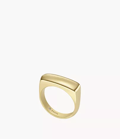 Fossil Siegelring Heritage D-Link Glitz Edelstahl goldfarben