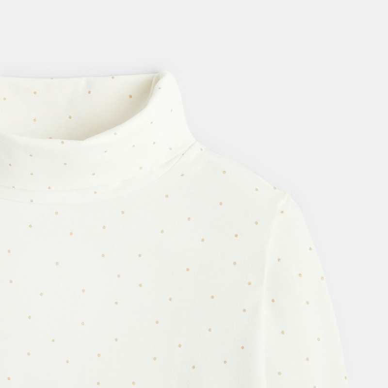 T-shirt col roulé imprimé blanc fille