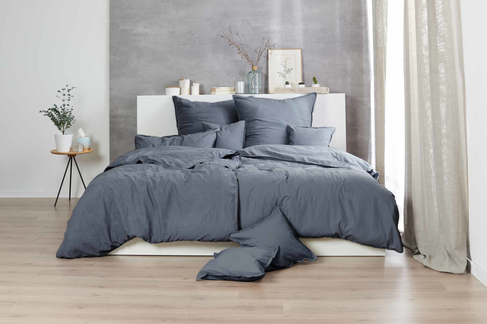 Kissenhülle stonewashed anthrazit