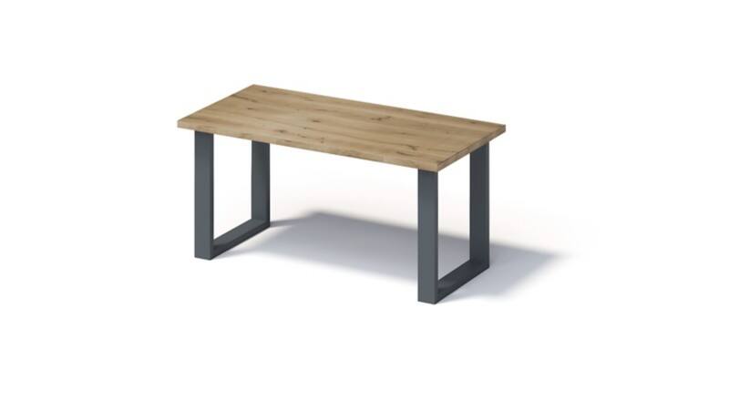 Bisley Fortis Table Regular, 1600 x 800 mm, gerade Kante, geölte Oberfläche, O-Gestell, Oberfläche: P natürlich / Gestellfarbe: 334 anthrazitgrau