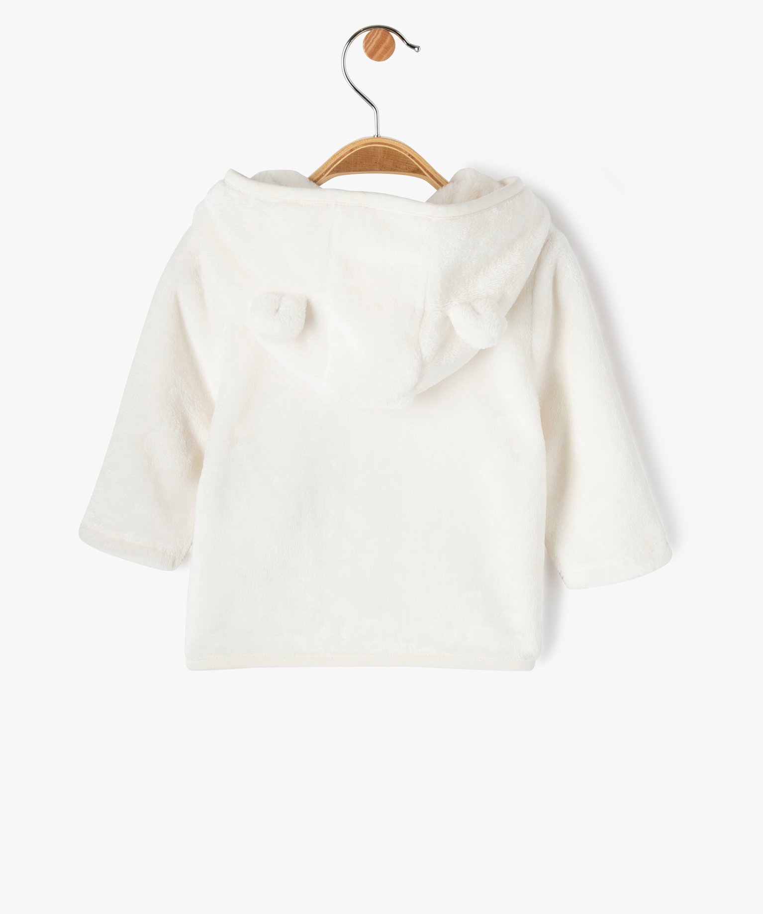 Sweat zippé à capuche en fourrure imitation bébé ecru | GEMO