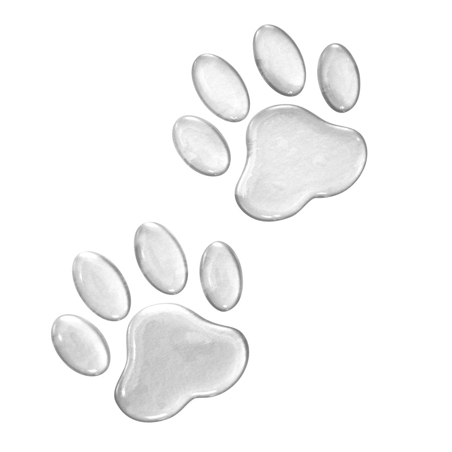 Aufkleber "Tatzen", 3D-Sticker in Silber, selbstklebend, 1 Bogen mit 2 Stickern - ATU