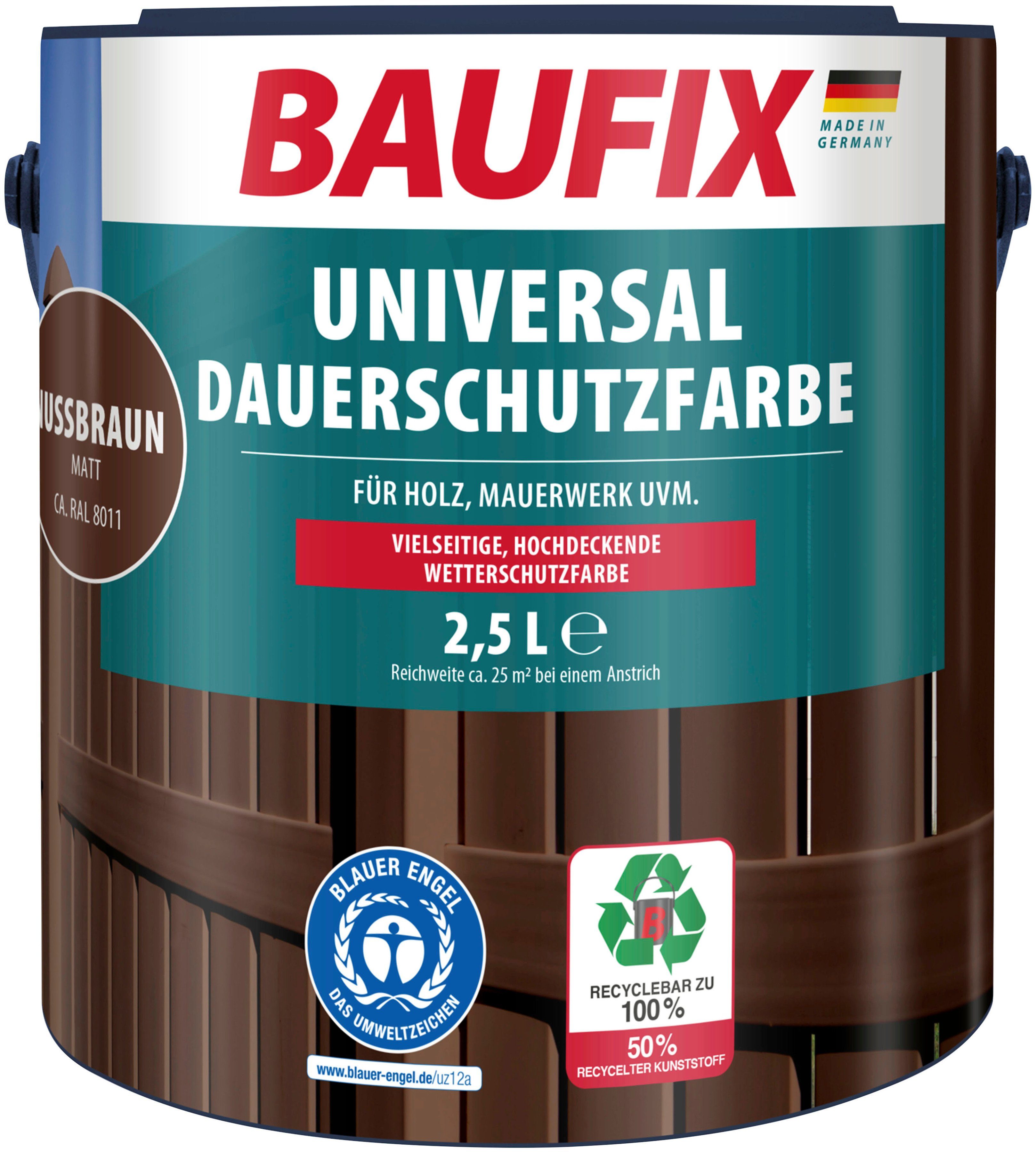 Baufix Wetterschutzfarbe Universal Dauerschutzfarbe, elastisch, UV beständig, wetterbeständig, 2,5L, matt