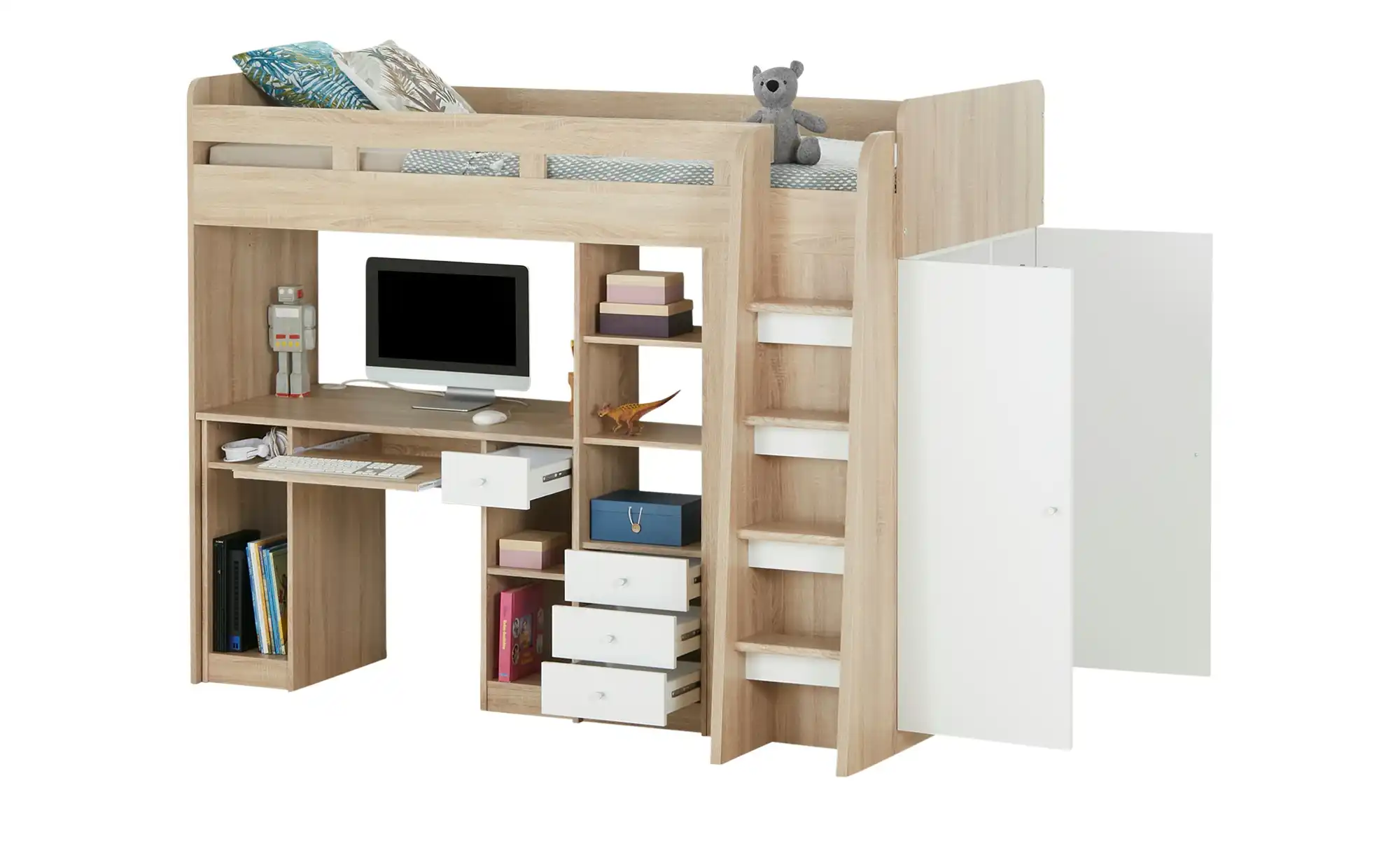 Hochbett mit Kleiderschrank und Schreibtisch