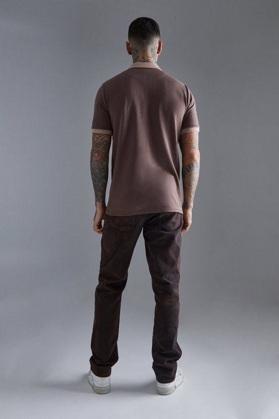 Tall Slim-Fit Poloshirt aus Interlock-Jersey mit Reißverschluss