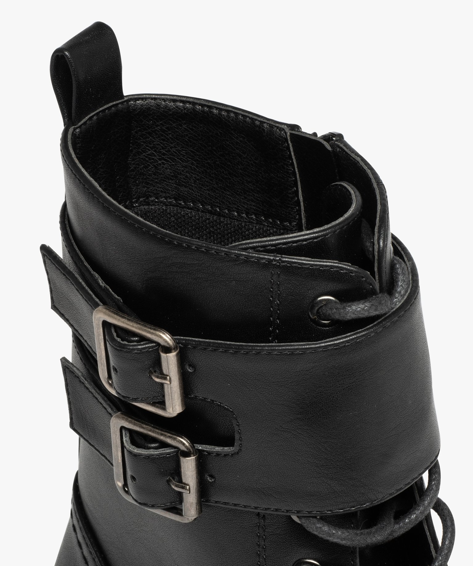 Boots rangers à épaisse semelle crantée femme noir | GEMO