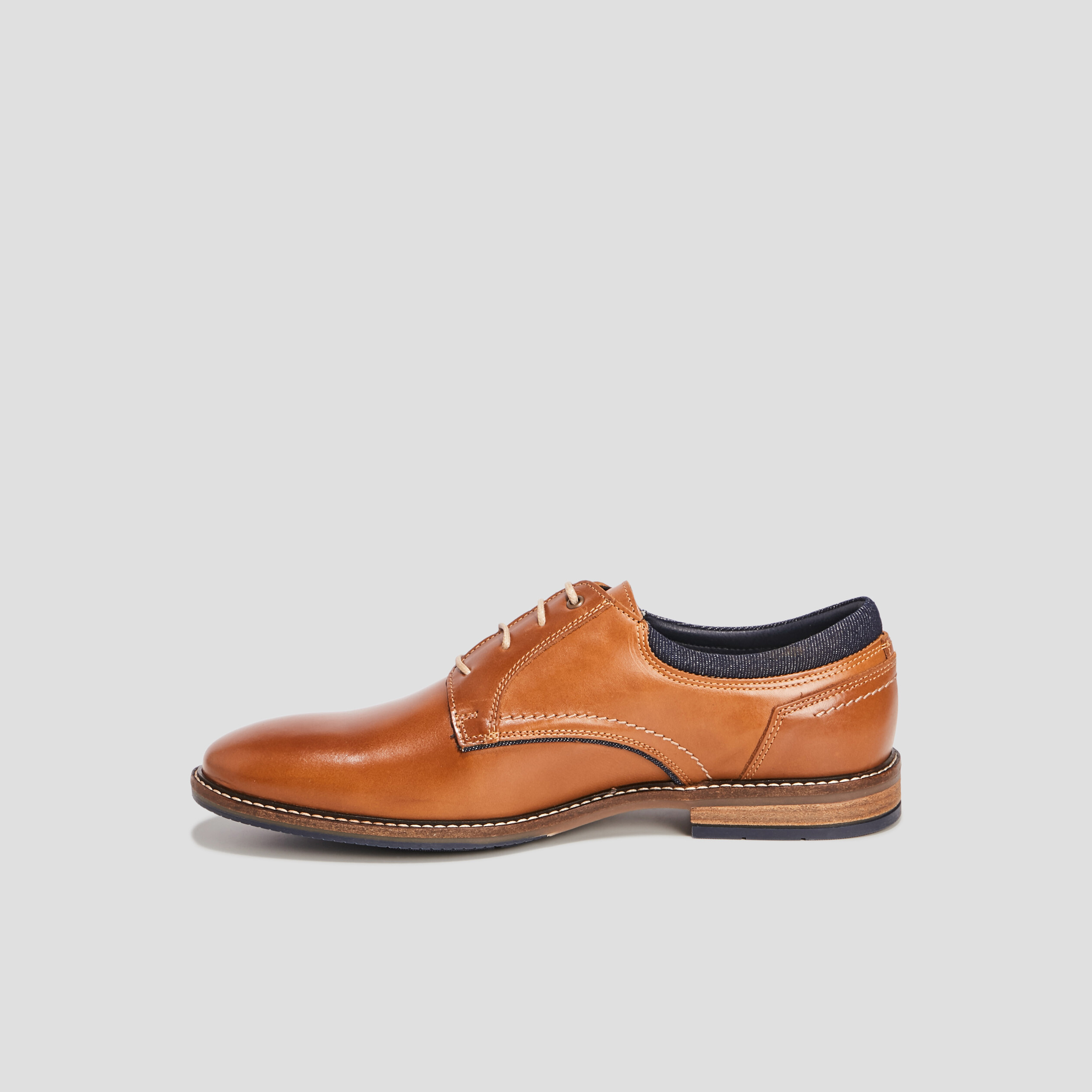 Derbies à lacets en cuir marron homme | La Halle