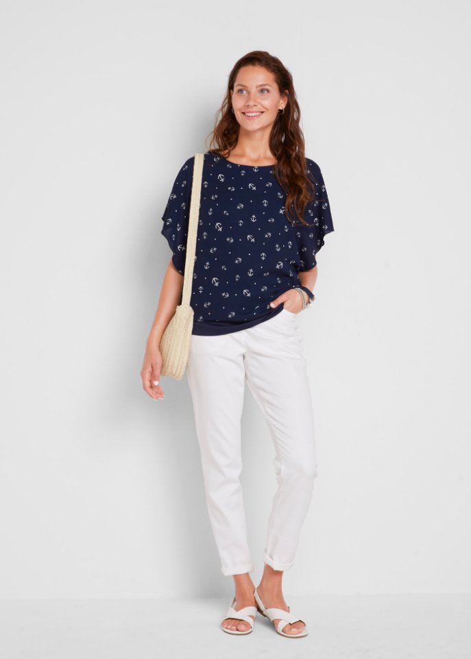 Georgette-Bluse, kurzarm