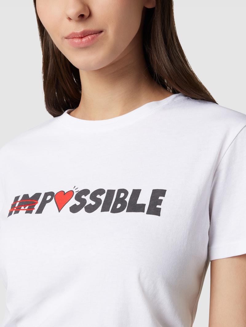 T-Shirt mit Statement-Print in weiß
