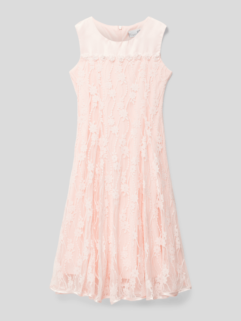 Kleid mit floraler Spitze in rosé