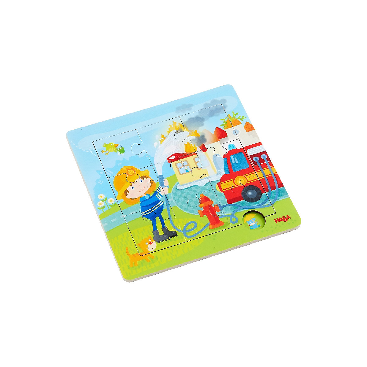 HABA 303770 Holzrahmen-Puzzle 9 Teile - Feuerwehr