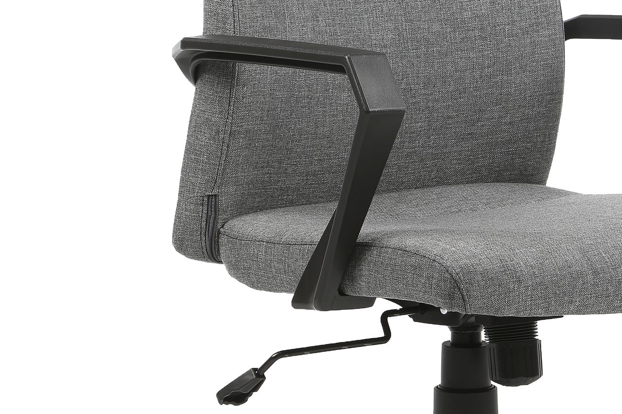 byLiving EDGY Chefsessel, Kunststoff schwarz, Webstoffbezug grau Absatz schwarz