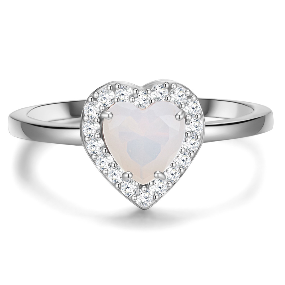 Glanzstücke München Bague en argent Coeur Argent sterling Pierre de lune (synth.) en Argent Bague