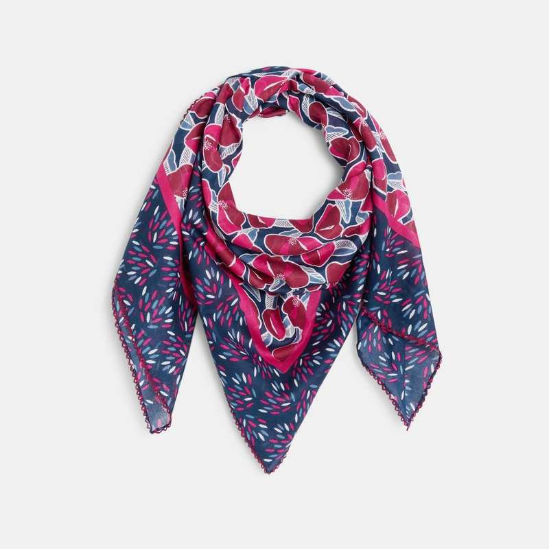 Foulard imprimé en popeline rose fille