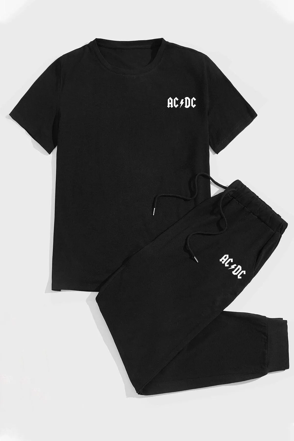trendypassion  Acdc bedrucktes Sport-Trainingsanzug-Set aus Baumwolle
