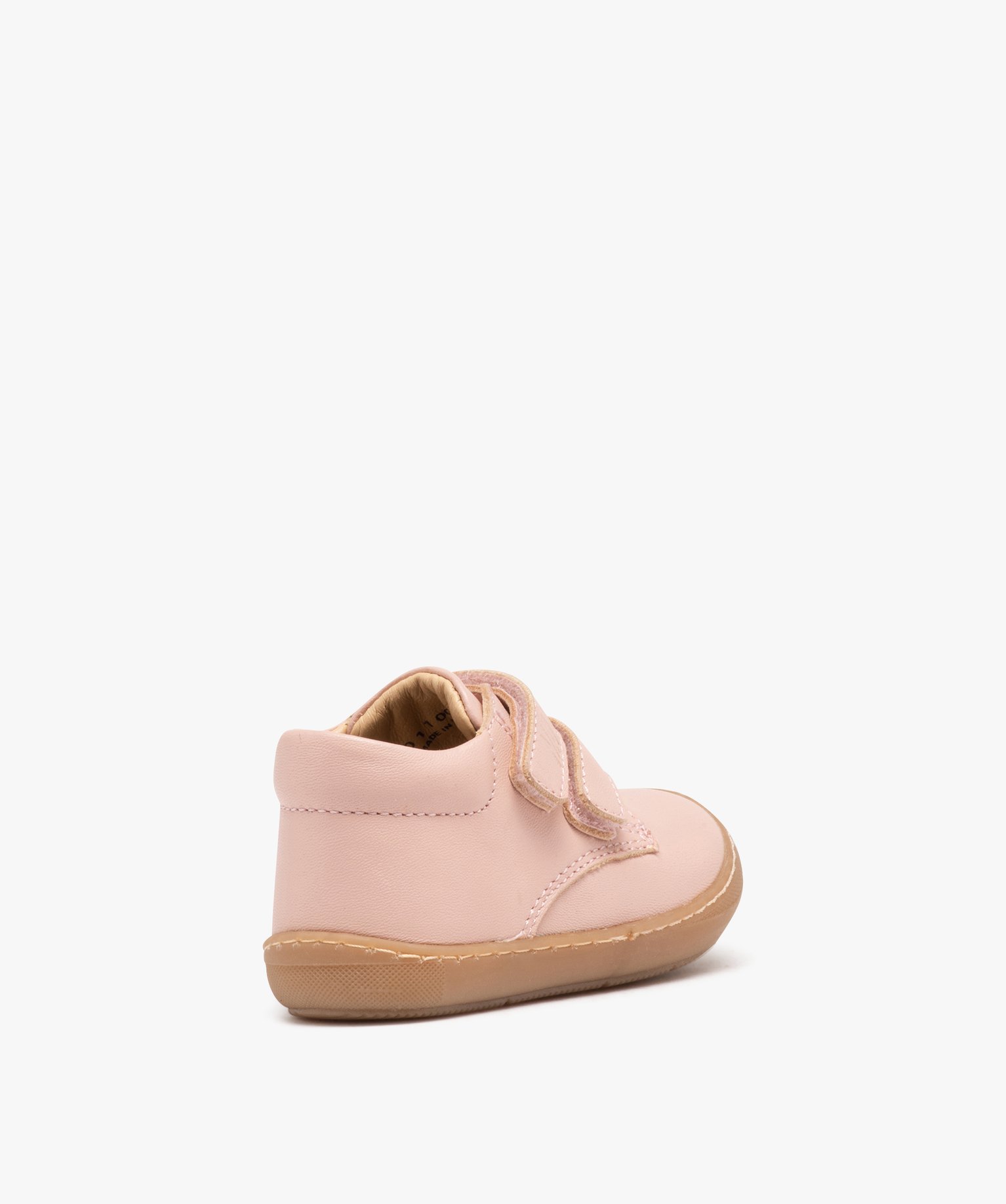 Baskets premiers pas bébé fille dessus en cuir uni - NA! rose | GEMO