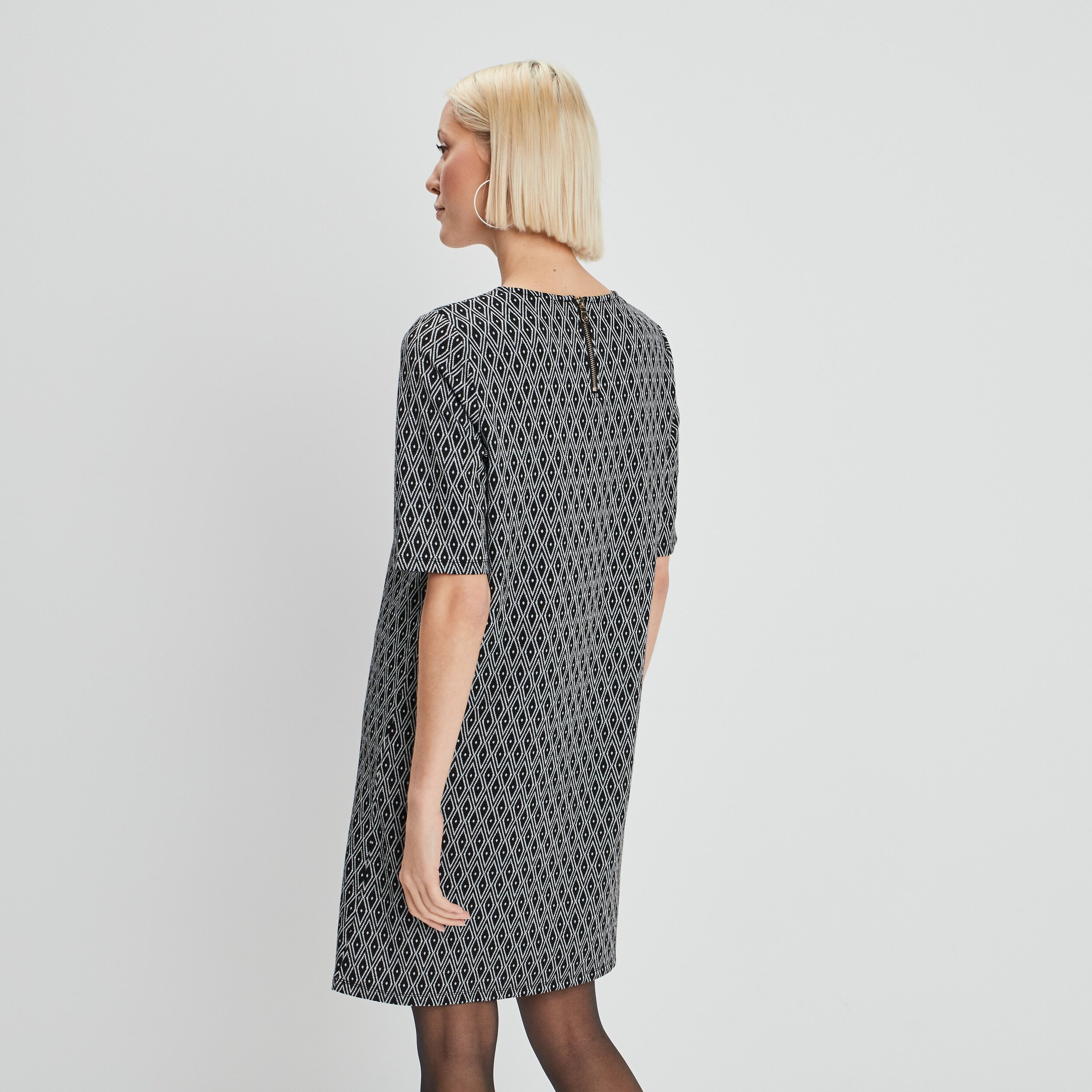 Robe droite manches courtes noir femme | La Halle