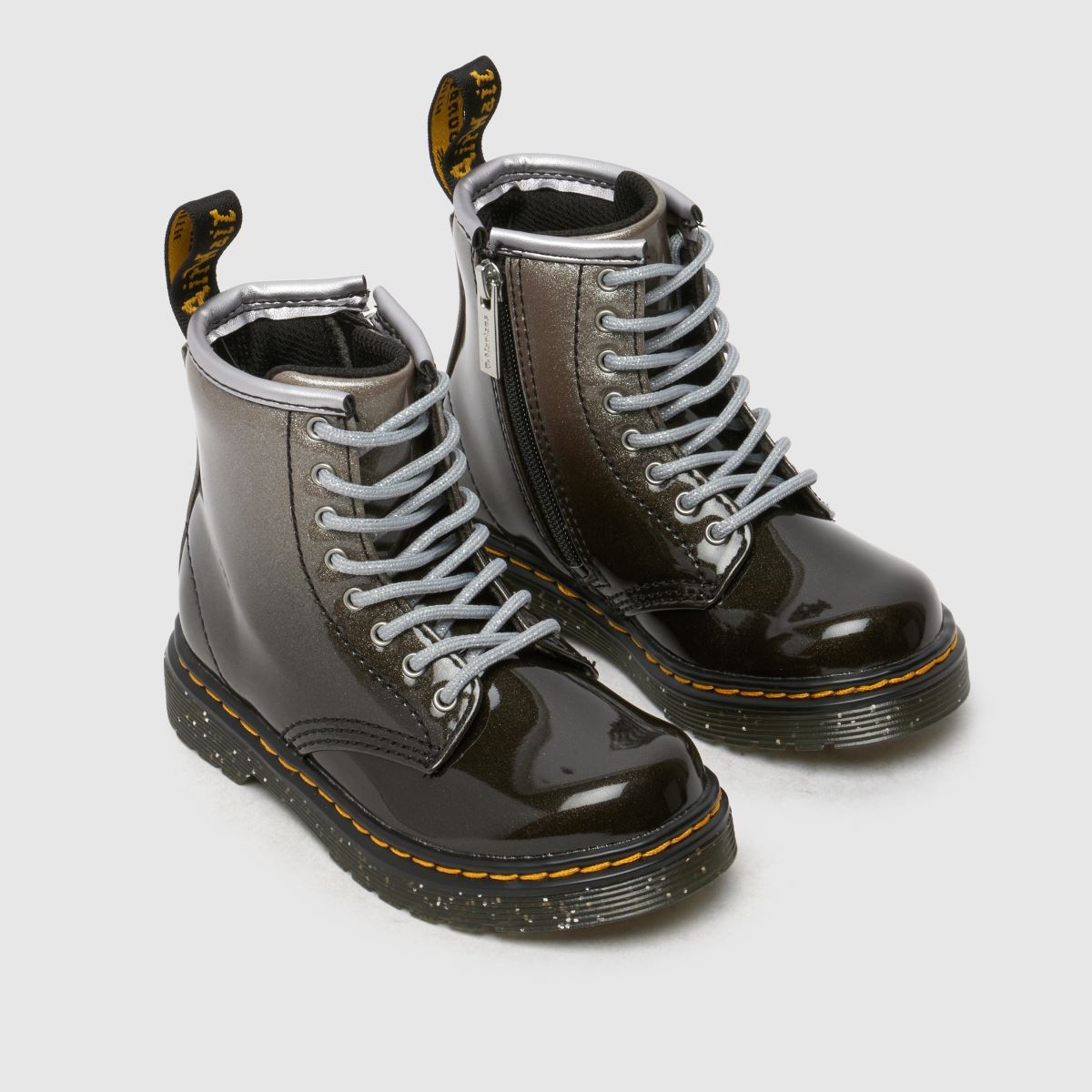 Dr Martens svarta & silverfärgade 1460 glitter flickstövlar