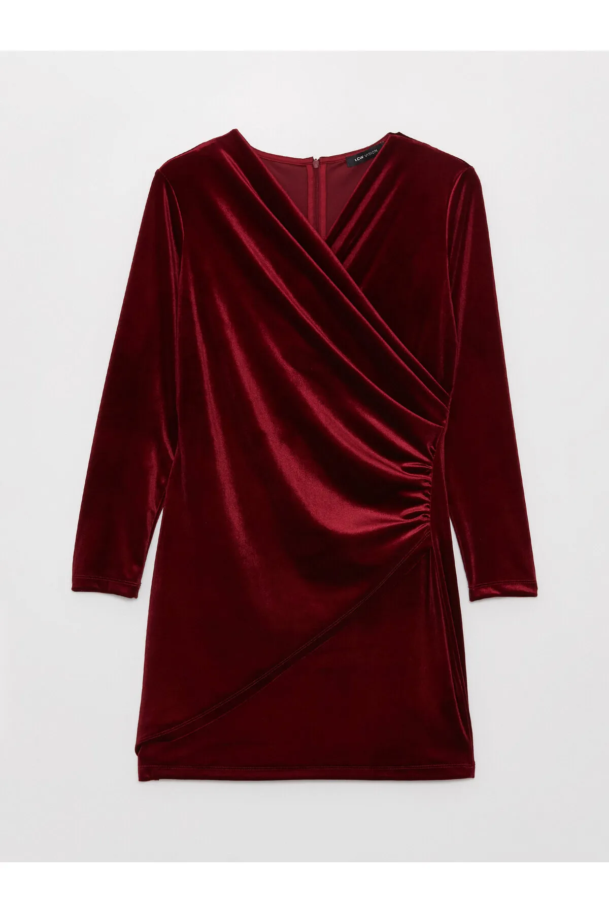 LC Waikiki  Zweireihiges, langärmeliges Damenkleid mit Kragen und Lederoptik